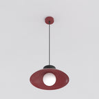 Hanglamp gepoedercoat staal en glas Scandinavisch Mulan bordeaux met zwart, Ø 30 cm, boven eettafel