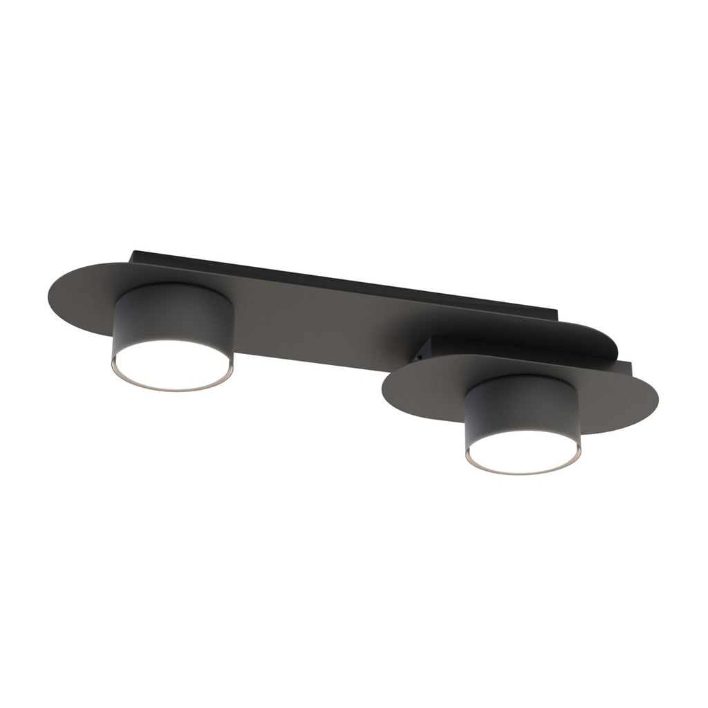 Plafondlamp gepoedercoat staal modern Stilo zwart, 2 lichtpunten, voor woonkamer, eetkamer of kantoor