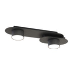 Plafondlamp gepoedercoat staal modern Stilo zwart, 2 lichtpunten, voor woonkamer, eetkamer of kantoor