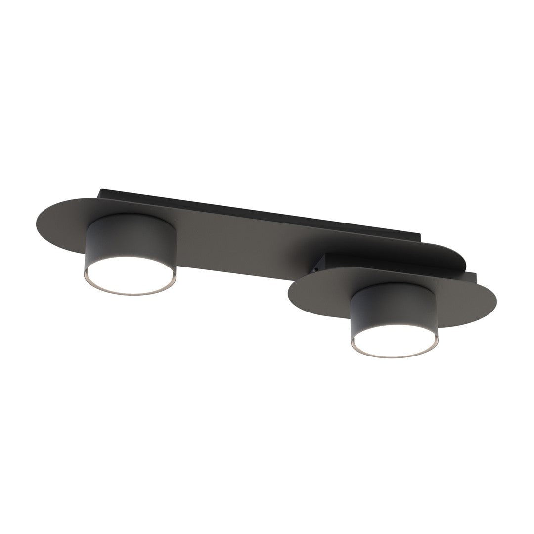 Plafondlamp gepoedercoat staal modern Stilo zwart, 2 lichtpunten, voor woonkamer, eetkamer of kantoor