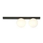 Plafondlamp gepoedercoat staal en glas, minimalistisch Fit, zwart met wit glas, 60 x 17 cm, 2 fittingen E14