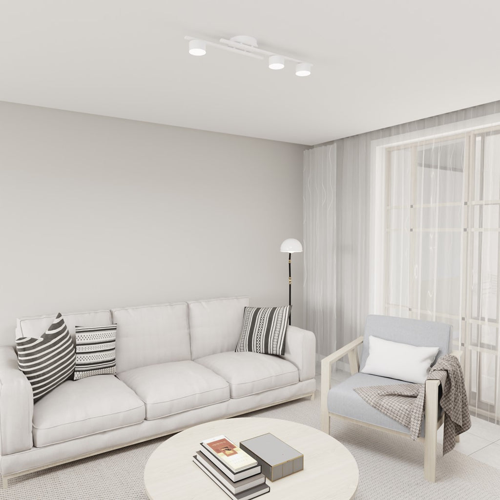 Plafondlamp gepoedercoat staal minimalistisch Fragment wit, 3 fittingen voor woonkamer, eetkamer en kantoor