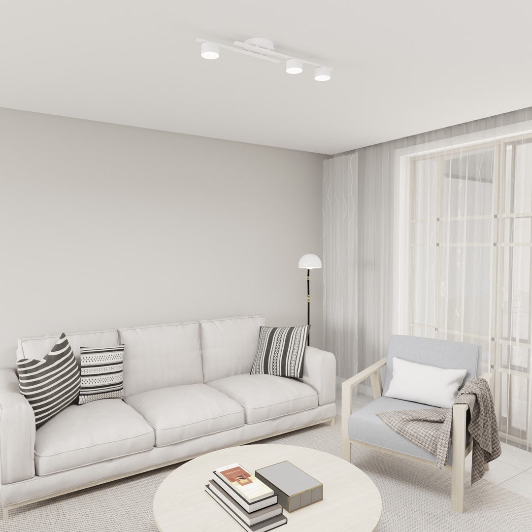 Plafondlamp gepoedercoat staal minimalistisch Fragment wit, 3 fittingen voor woonkamer, eetkamer en kantoor