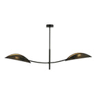 Plafondlamp Lotus gepoedercoat staal, modern, zwart met goud, 2 lichtpunten, 103 x 60 cm, woonkamer en slaapkamer