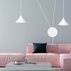 Hanglamp gepoedercoat staal Abramo, Scandinavisch, wit, met 2 fittingen E27, verstelbare hoogte