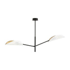 Plafondlamp Vene gepoedercoat staal, modern, zwart met wit en goud, 2 lichtpunten, 102 x 51 cm, woonkamer en slaapkamer