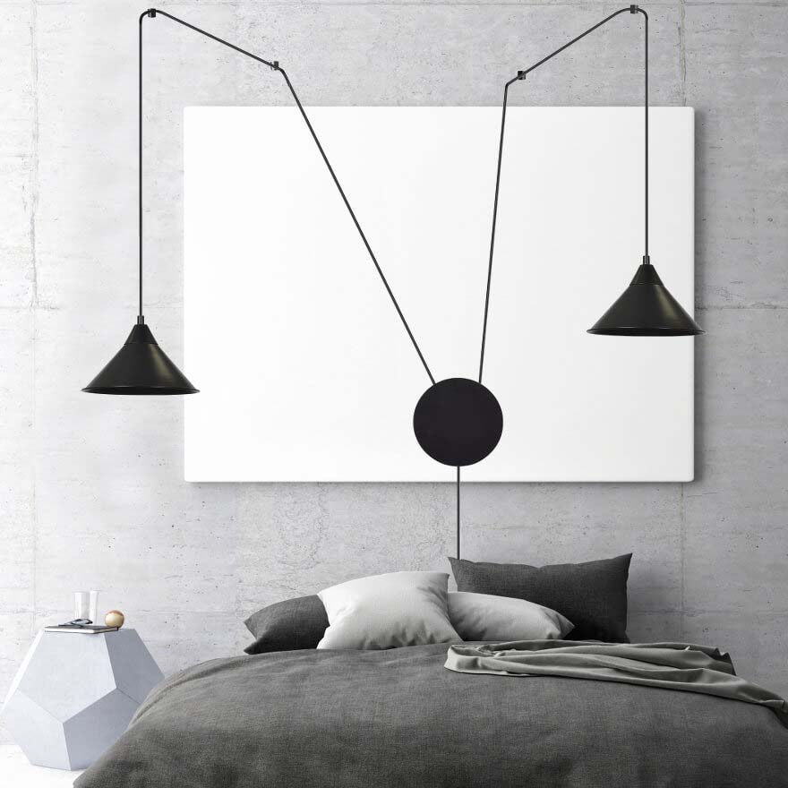 Hanglamp gepoedercoat staal Abramo 2 lichts, Scandinavisch, mat zwart, met 2 E27-fittingen