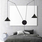 Hanglamp gepoedercoat staal Abramo 2 lichts, Scandinavisch, mat zwart, met 2 E27-fittingen