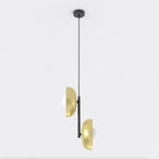 Hanglamp staal en glas minimalistisch Vanille goud met wit 23 x 23 x 120 cm, 2 fittingen G9 voor eetkamer en hal