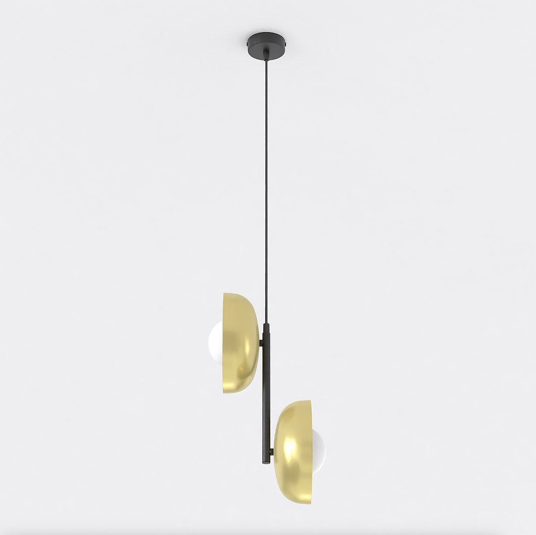 Hanglamp staal en glas minimalistisch Vanille goud met wit 23 x 23 x 120 cm, 2 fittingen G9 voor eetkamer en hal