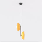 Hanglamp gepoedercoat staal en glas Vanille 2 minimalistisch oranje met witte kappen, 2 lichtpunten G9 voor eetkamer
