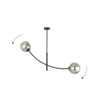 Plafondlamp gepoedercoat staal en glas Hunter 2 zwart met grafiet glazen kappen, 2 lichtpunten E14 – 83 x 60 cm