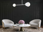 Plafondlamp Minerva gepoedercoat staal en glas, modern, wit, 80 x 40 cm, 2 fittingen E27