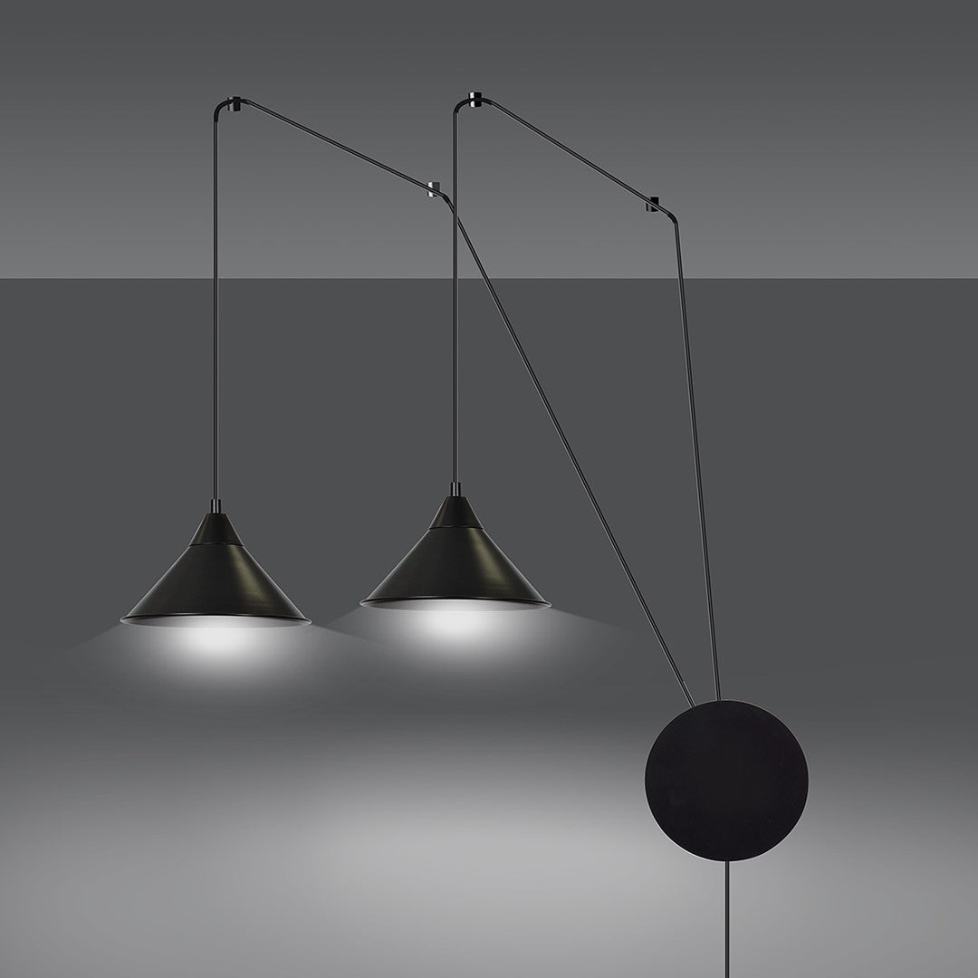 Hanglamp gepoedercoat staal Abramo 2 lichts, Scandinavisch, mat zwart, met 2 E27-fittingen