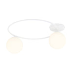 Plafondlamp gepoedercoat staal en glas Sopra 2 minimalistisch wit, 2 lichtpunten E14, breedte 47 cm