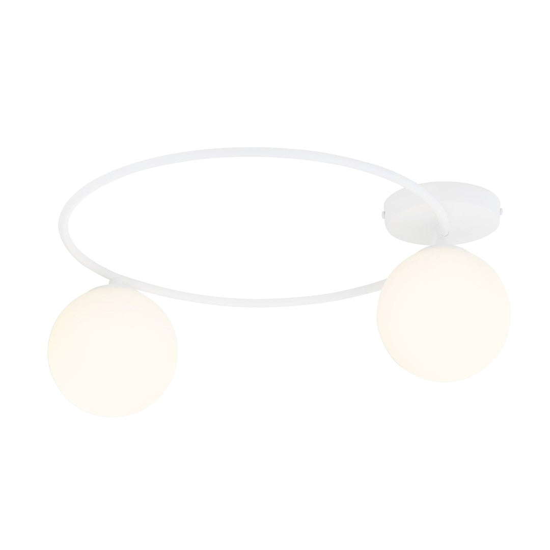 Plafondlamp gepoedercoat staal en glas Sopra 2 minimalistisch wit, 2 lichtpunten E14, breedte 47 cm