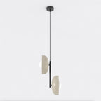 Hanglamp gepoedercoat staal en glas Vanille 2 fittingen, mokka met witte kappen, 23 x 23 x 120 cm