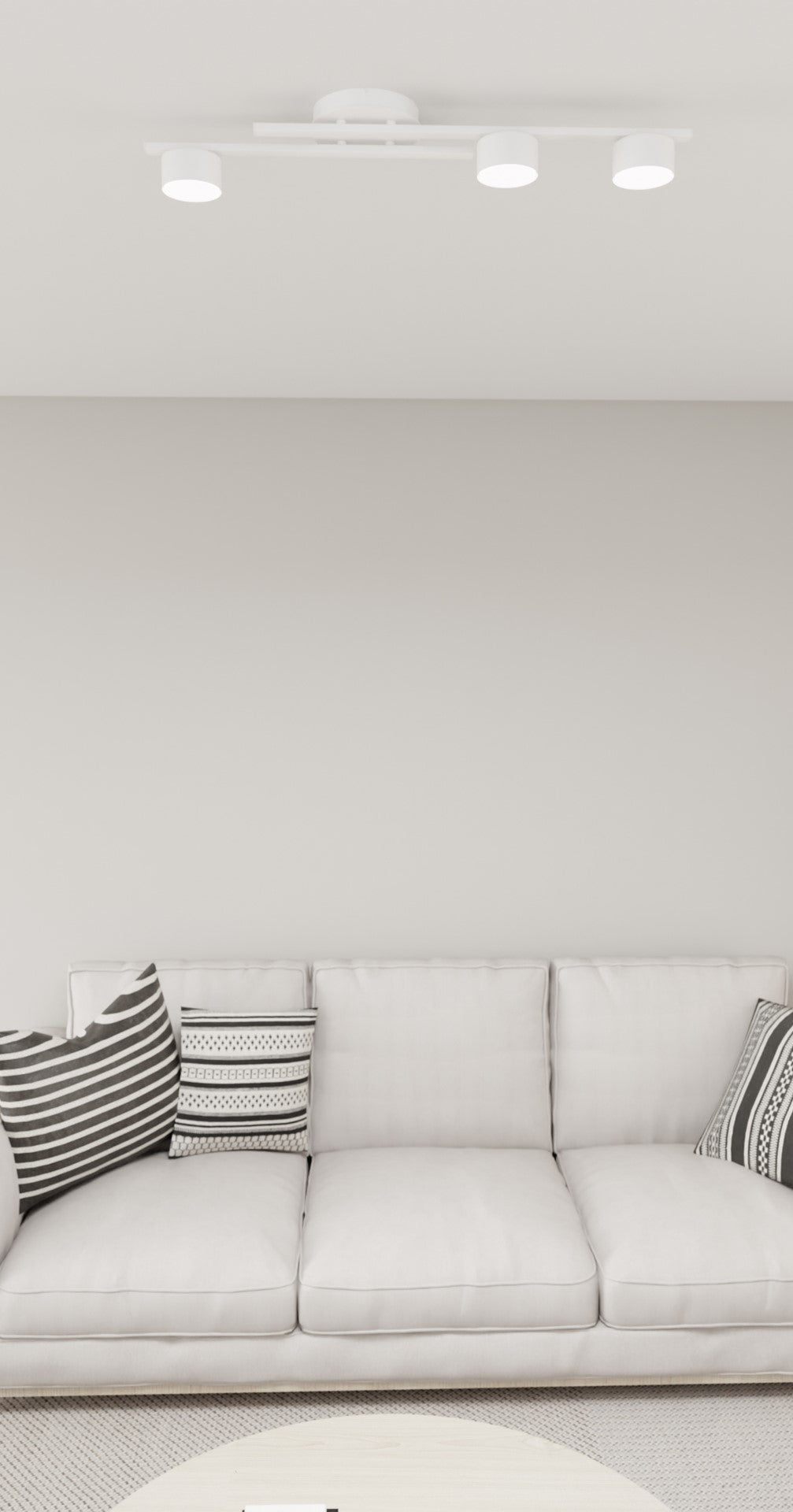 Plafondlamp gepoedercoat staal minimalistisch Fragment wit, 3 fittingen voor woonkamer, eetkamer en kantoor