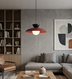 Hanglamp gepoedercoat staal en glas Scandinavisch Mulan bordeaux met zwart, Ø 30 cm, boven eettafel