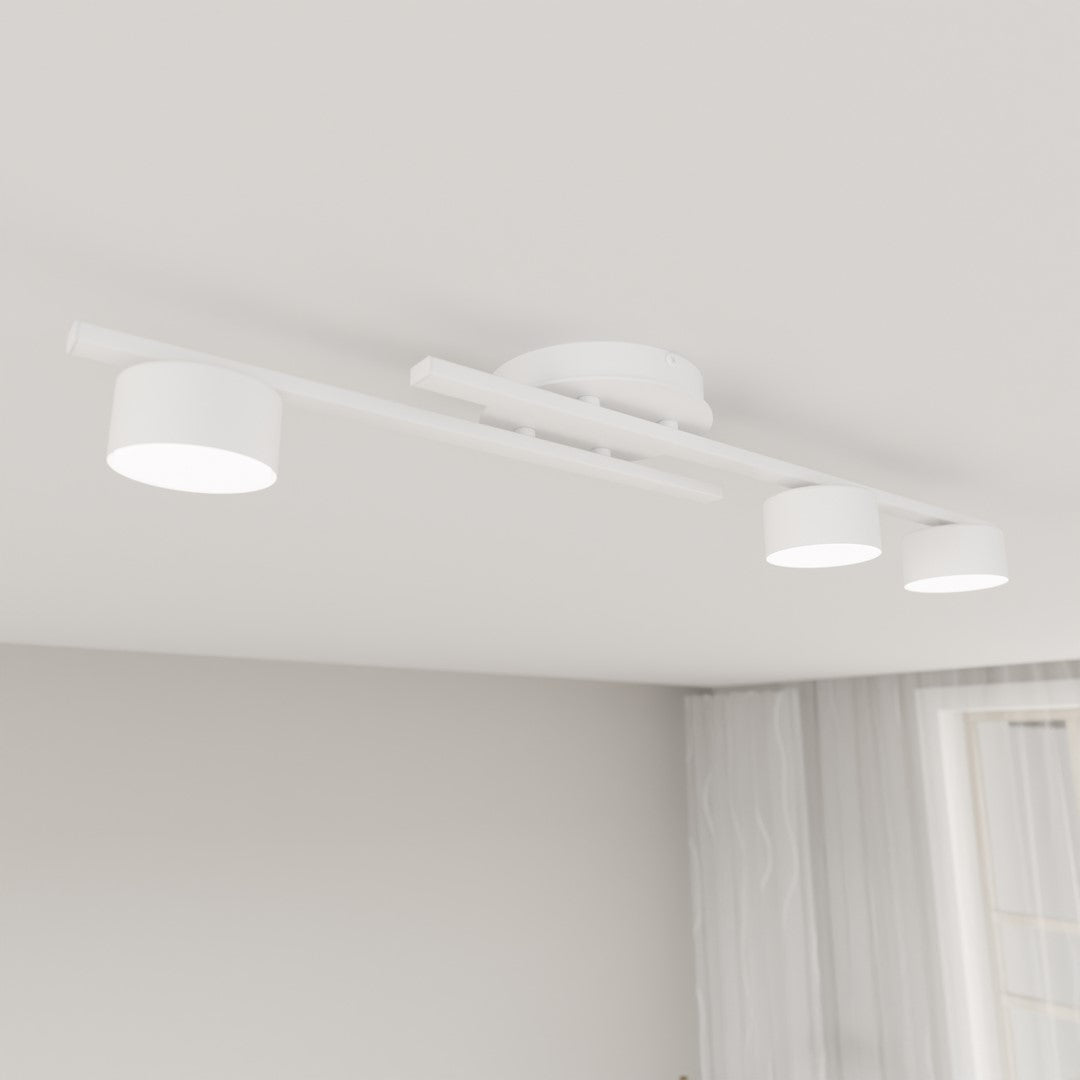 Plafondlamp gepoedercoat staal minimalistisch Fragment wit, 3 fittingen voor woonkamer, eetkamer en kantoor