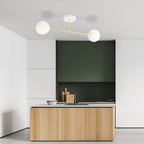 Plafondlamp gepoedercoat staal en glas Magnum 2 glamour, wit en goud – 55 x 23 cm, 2 lichtpunten, woonkamer