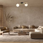 Plafondlamp Splendi gepoedercoat staal en glas, modern, zwart en goud met witte glazen kappen, 2 lichts, 55 cm