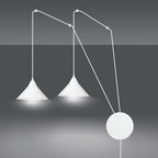 Hanglamp gepoedercoat staal Abramo, Scandinavisch, wit, met 2 fittingen E27, verstelbare hoogte