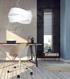Hanglamp gepoedercoat staal Vieno wit, minimalistisch geometrisch ontwerp, 2 x E27, 50 cm breed