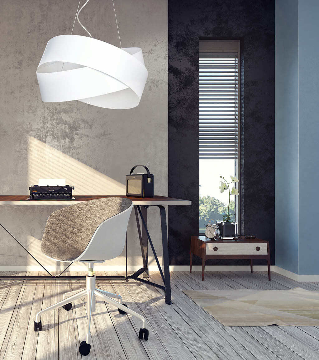 Hanglamp gepoedercoat staal Vieno wit, minimalistisch geometrisch ontwerp, 2 x E27, 50 cm breed