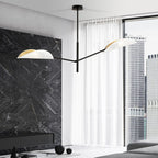 Plafondlamp Vene gepoedercoat staal, modern, zwart met wit en goud, 2 lichtpunten, 102 x 51 cm, woonkamer en slaapkamer