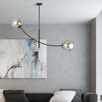 Plafondlamp gepoedercoat staal en glas Hunter 2 zwart met grafiet glazen kappen, 2 lichtpunten E14 – 83 x 60 cm