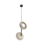 Hanglamp gepoedercoat staal en glas Vanille 2 fittingen, mokka met witte kappen, 23 x 23 x 120 cm