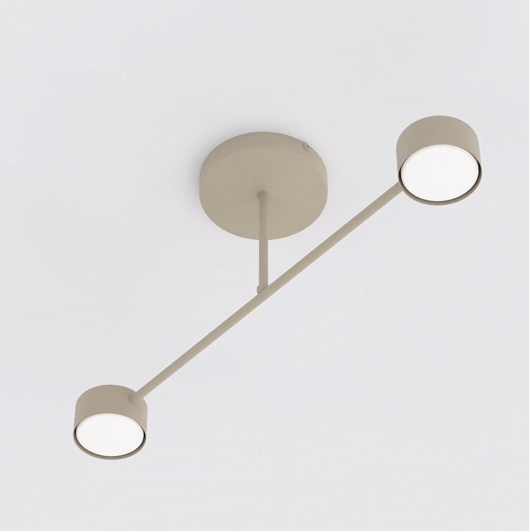 Plafondlamp gepoedercoat staal modern Halo beige 60 cm, 2 fittingen voor woonkamer, slaapkamer of eetruimte