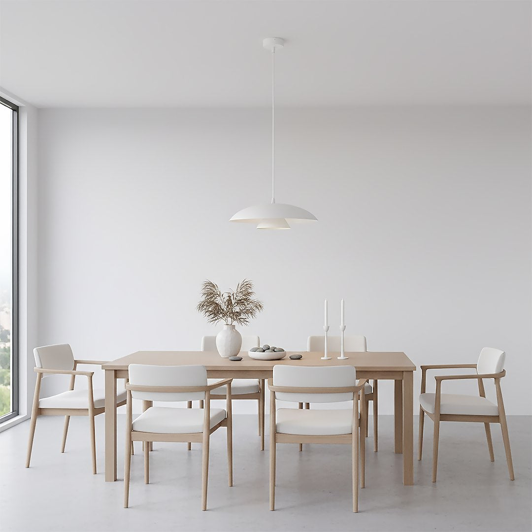 Hanglamp gepoedercoat staal Babel, Scandinavisch, wit, 30 cm, 1 fitting, voor eettafel of keukeneiland