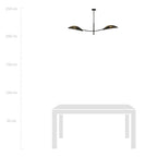 Plafondlamp Lotus gepoedercoat staal, modern, zwart met goud, 2 lichtpunten, 103 x 60 cm, woonkamer en slaapkamer