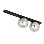 Plafondlamp gepoedercoat staal Fit minimalistisch, zwart met grafiet glazen kappen, 60 cm breed, 2 fittingen (E14)