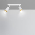 Plafondlamp gepoedercoat staal Hiro modern wit en goud, 2 spots met GU10-fitting, 30 cm breed