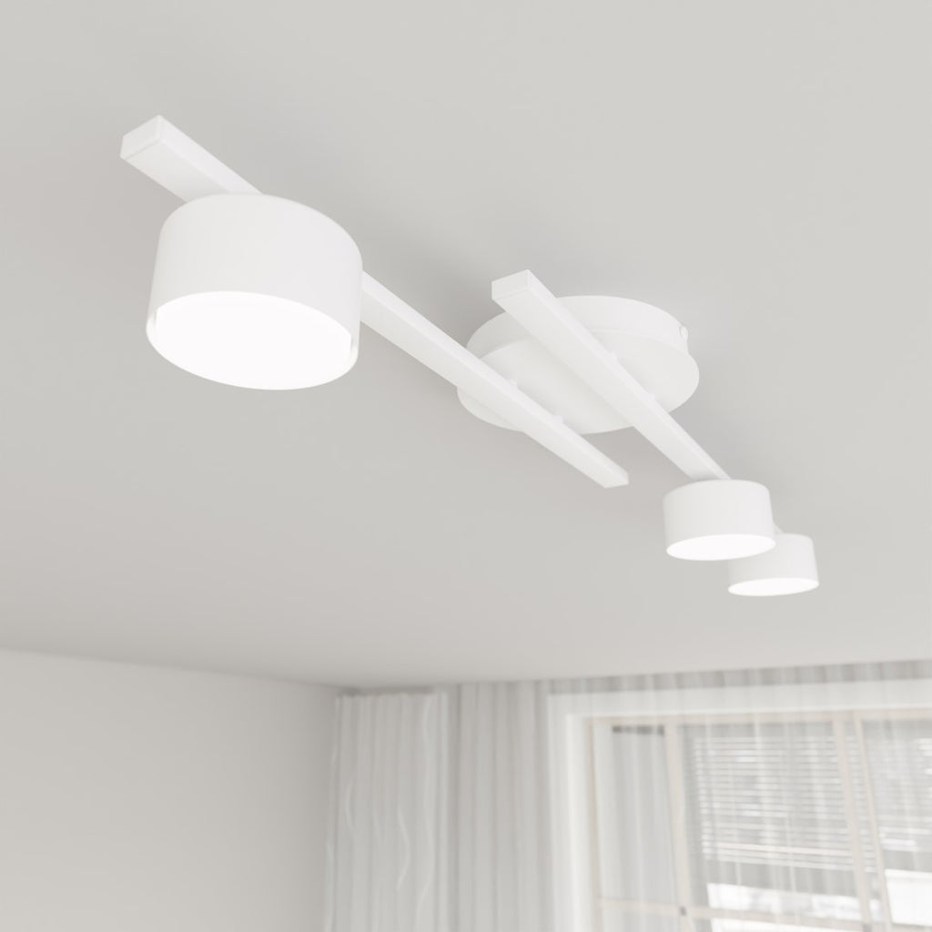 Plafondlamp gepoedercoat staal minimalistisch Fragment wit, 3 fittingen voor woonkamer, eetkamer en kantoor