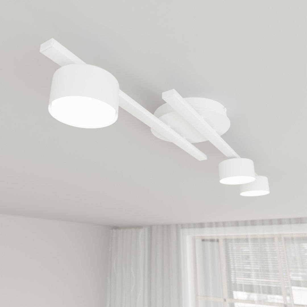 Plafondlamp gepoedercoat staal minimalistisch Fragment wit, 3 fittingen voor woonkamer, eetkamer en kantoor