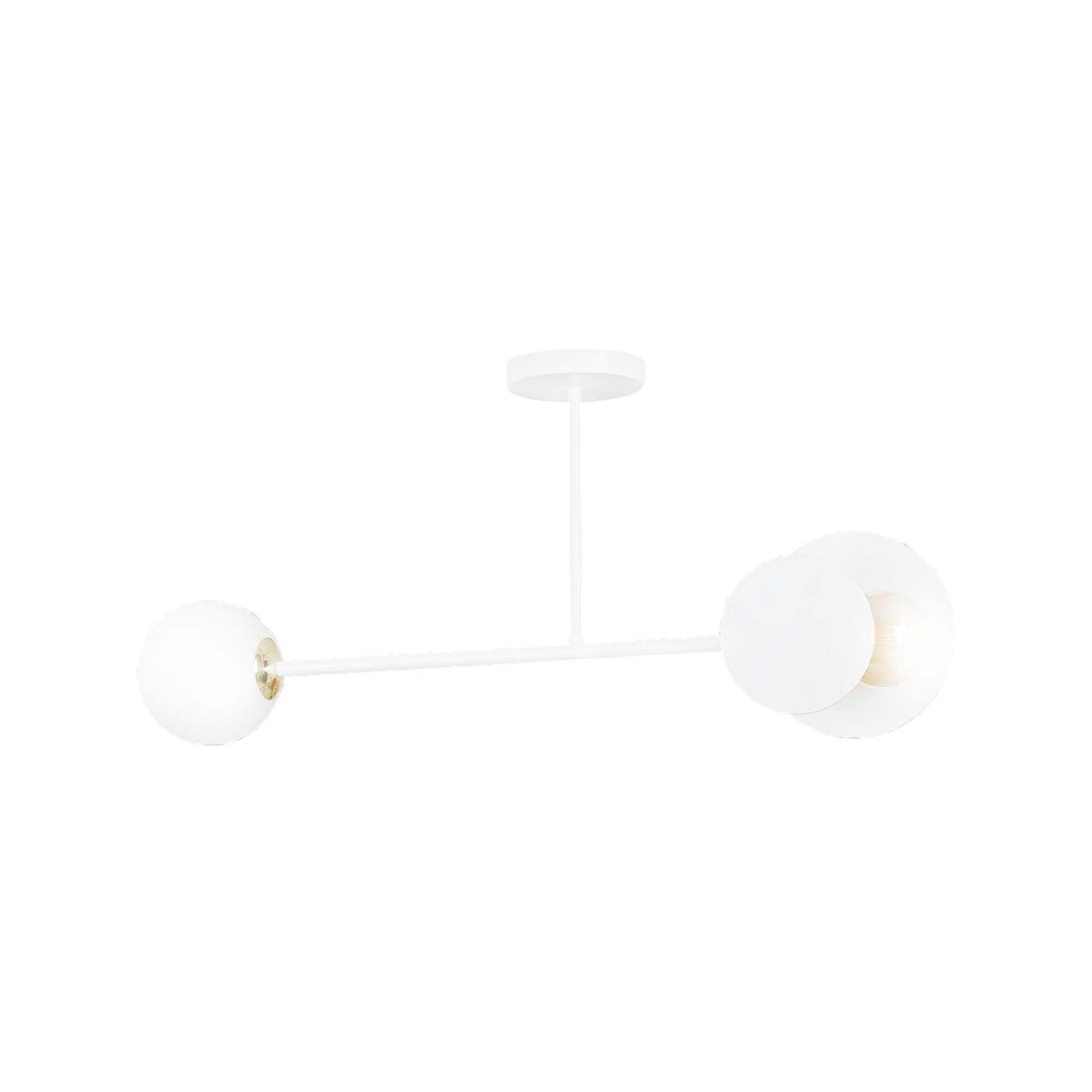Plafondlamp Minerva gepoedercoat staal en glas, modern, wit, 80 x 40 cm, 2 fittingen E27