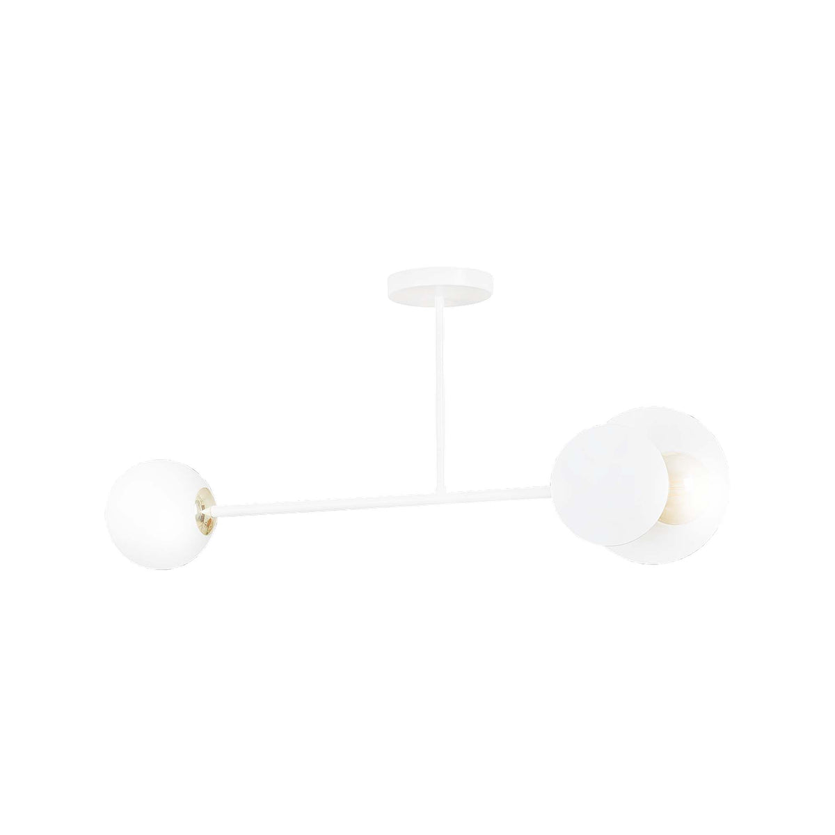 Plafondlamp Minerva gepoedercoat staal en glas, modern, wit, 80 x 40 cm, 2 fittingen E27