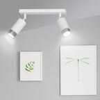 Plafondlamp gepoedercoat staal Hiro 2 spots, wit met zilver, 30 x 19 cm, voor hal en keuken
