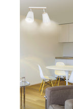 Plafondlamp staal en multiplex Scandinavisch Atlas wit, 2 spots met E27-fitting voor lage plafonds