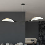 Plafondlamp gepoedercoat staal modern Lotus, zwart met witte stoffen kappen, 2 lichtpunten E14, 103 x 60 cm
