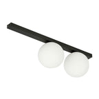 Plafondlamp gepoedercoat staal en glas, minimalistisch Fit, zwart met wit glas, 60 x 17 cm, 2 fittingen E14