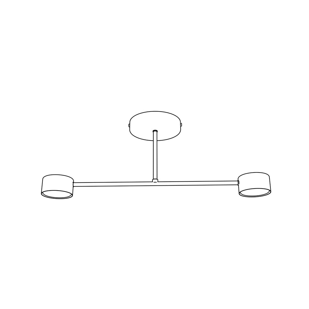 Plafondlamp gepoedercoat staal Halo Scandinavisch wit, met 2 fittingen – 60 x 20 cm