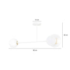 Plafondlamp Minerva gepoedercoat staal en glas, modern, wit, 80 x 40 cm, 2 fittingen E27