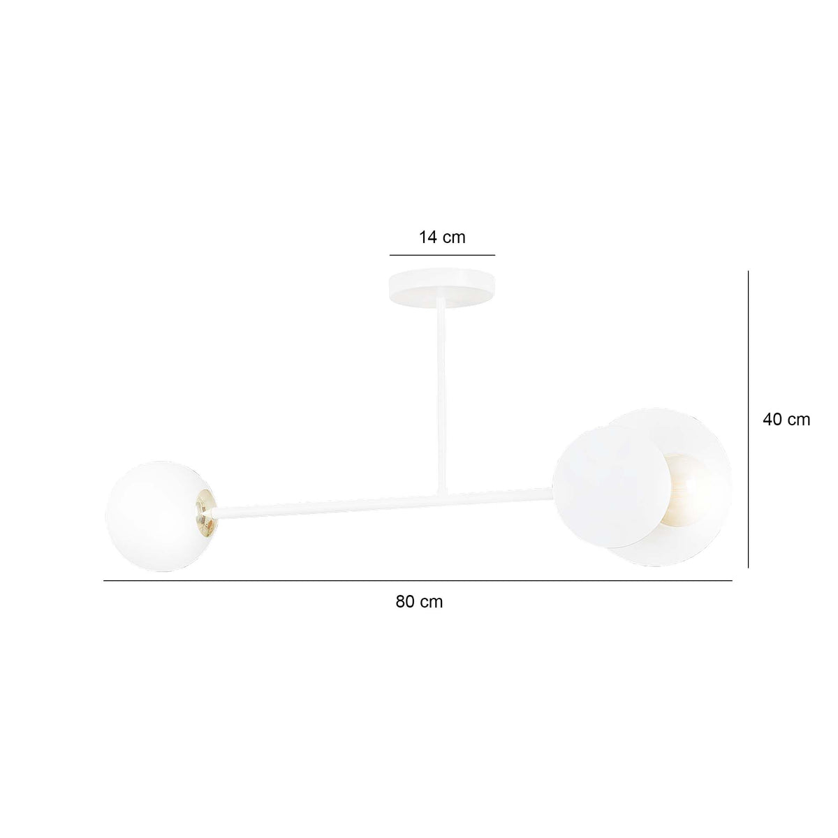 Plafondlamp Minerva gepoedercoat staal en glas, modern, wit, 80 x 40 cm, 2 fittingen E27