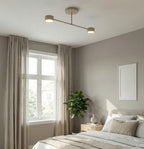 Plafondlamp gepoedercoat staal modern Halo beige 60 cm, 2 fittingen voor woonkamer, slaapkamer of eetruimte
