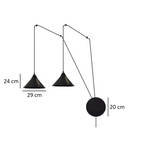 Hanglamp gepoedercoat staal Abramo 2 lichts, Scandinavisch, mat zwart, met 2 E27-fittingen
